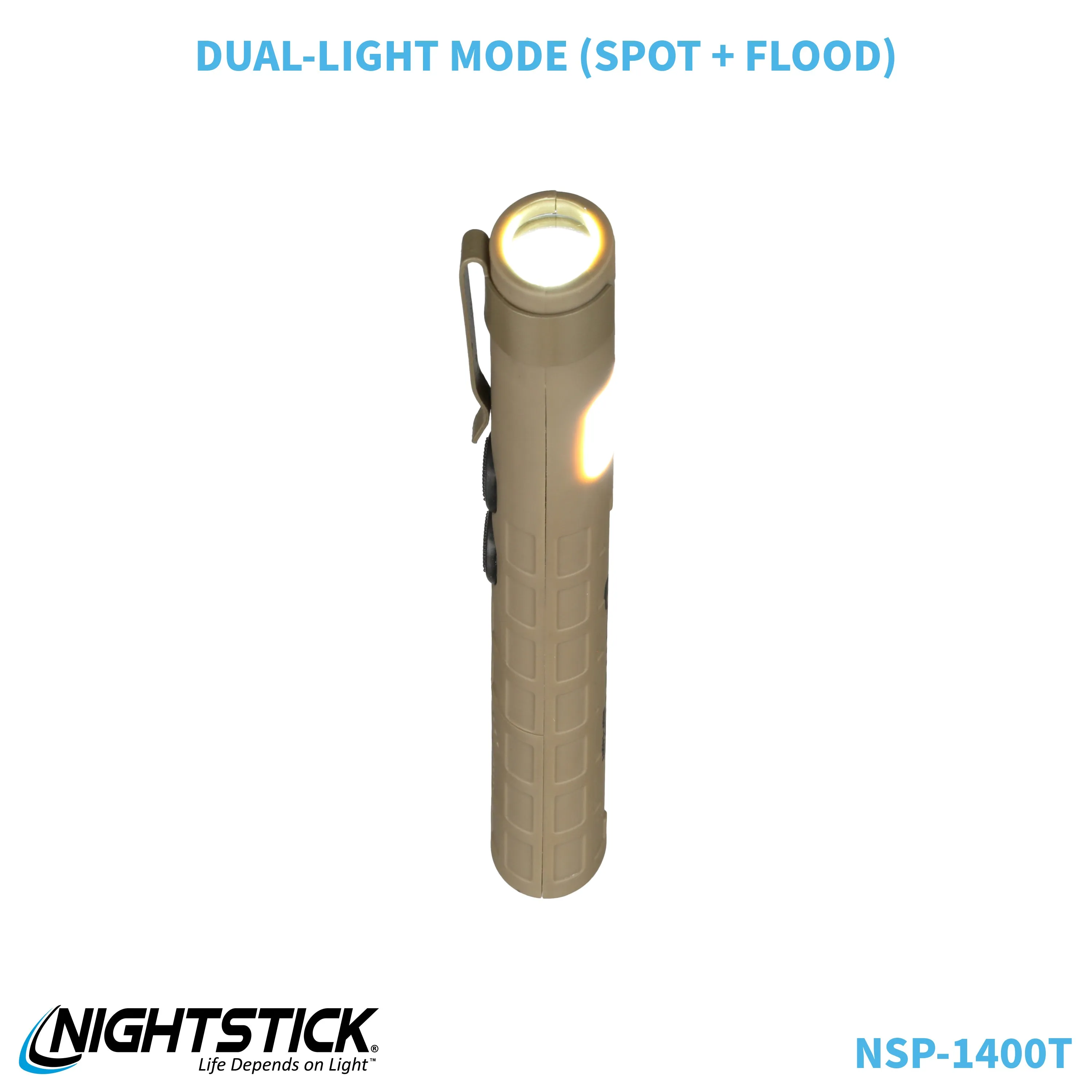 NSP-1400T: Dual-Switch Dual-Light Flashlight - 2 AAA