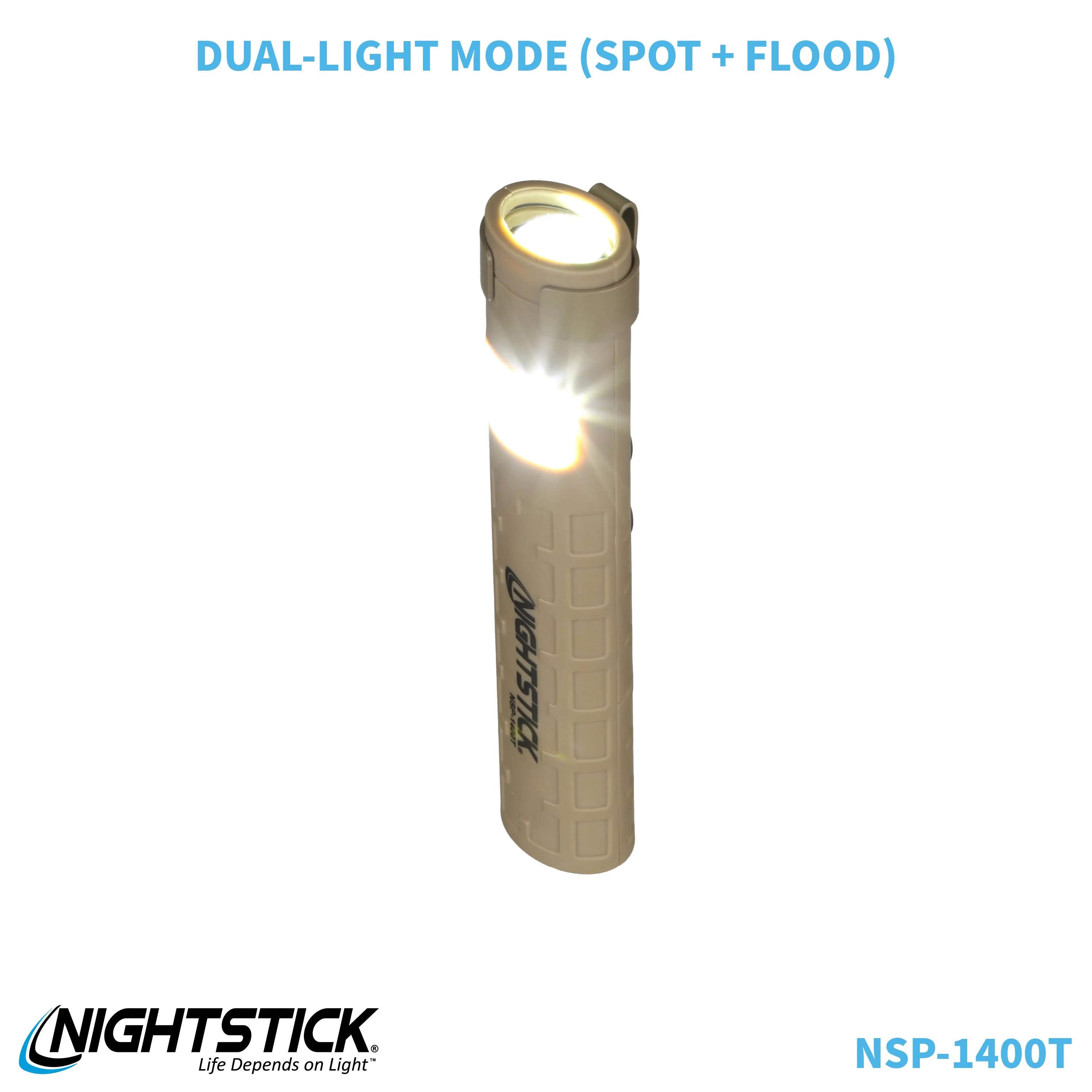 NSP-1400T: Dual-Switch Dual-Light Flashlight - 2 AAA