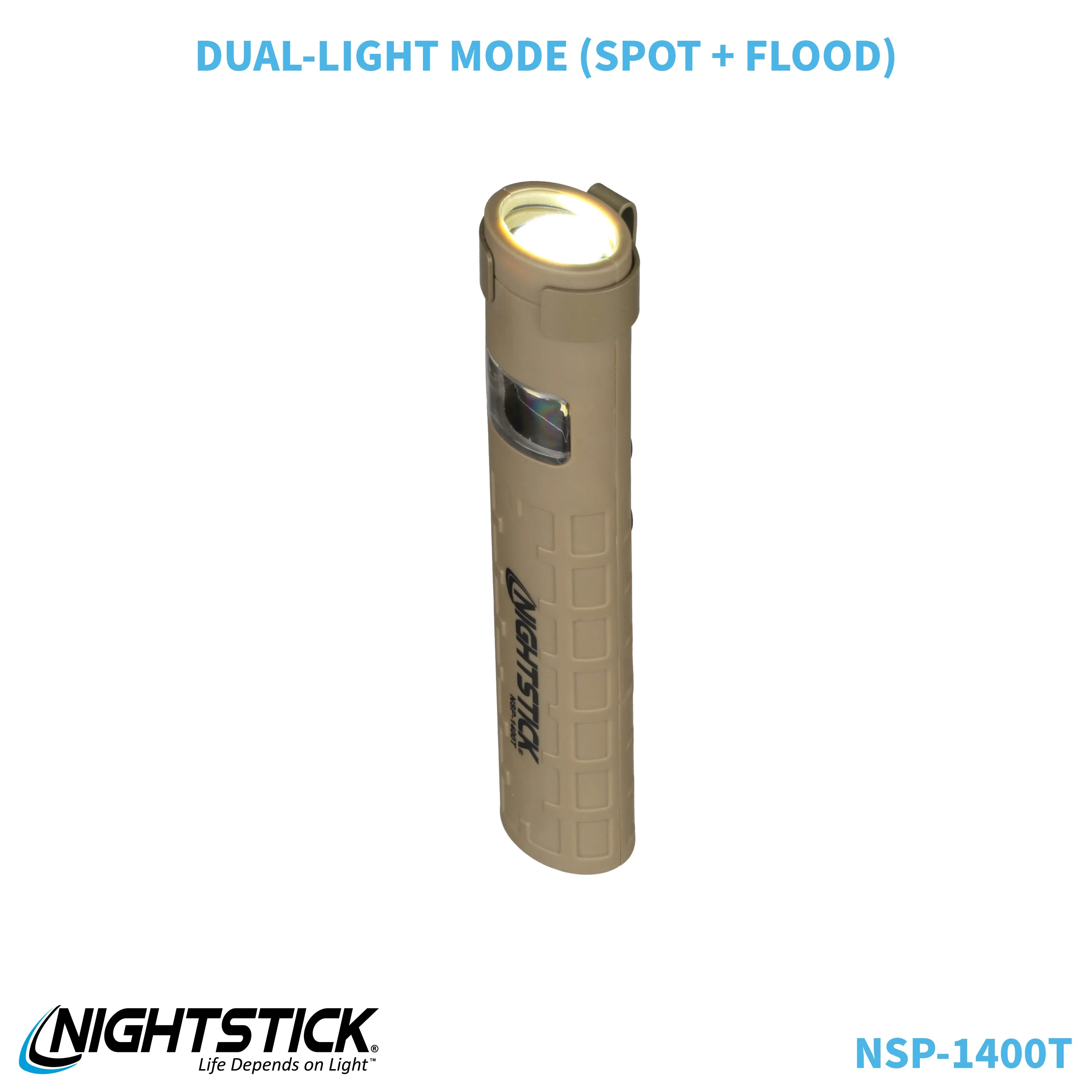 NSP-1400T: Dual-Switch Dual-Light Flashlight - 2 AAA