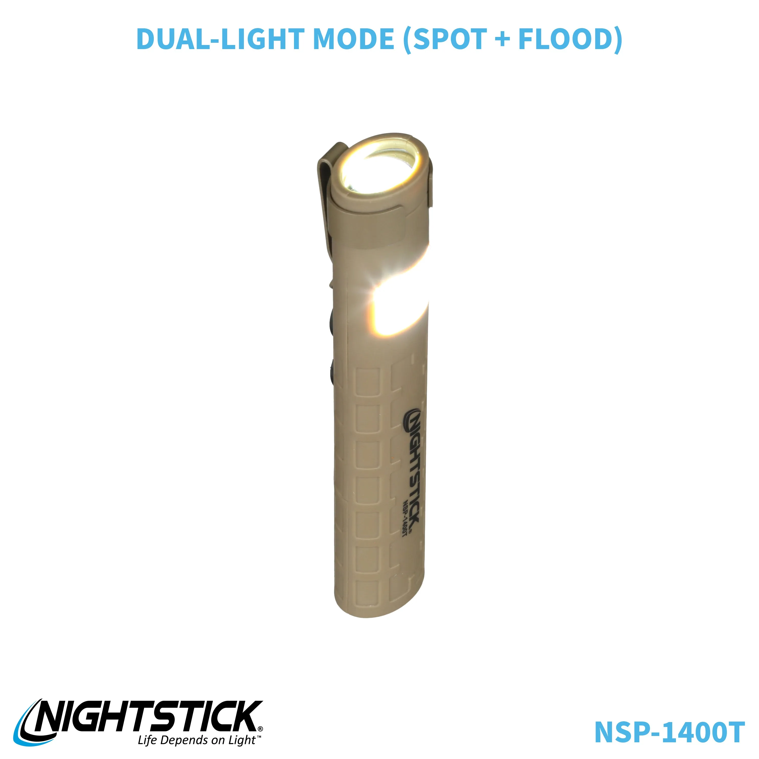 NSP-1400T: Dual-Switch Dual-Light Flashlight - 2 AAA