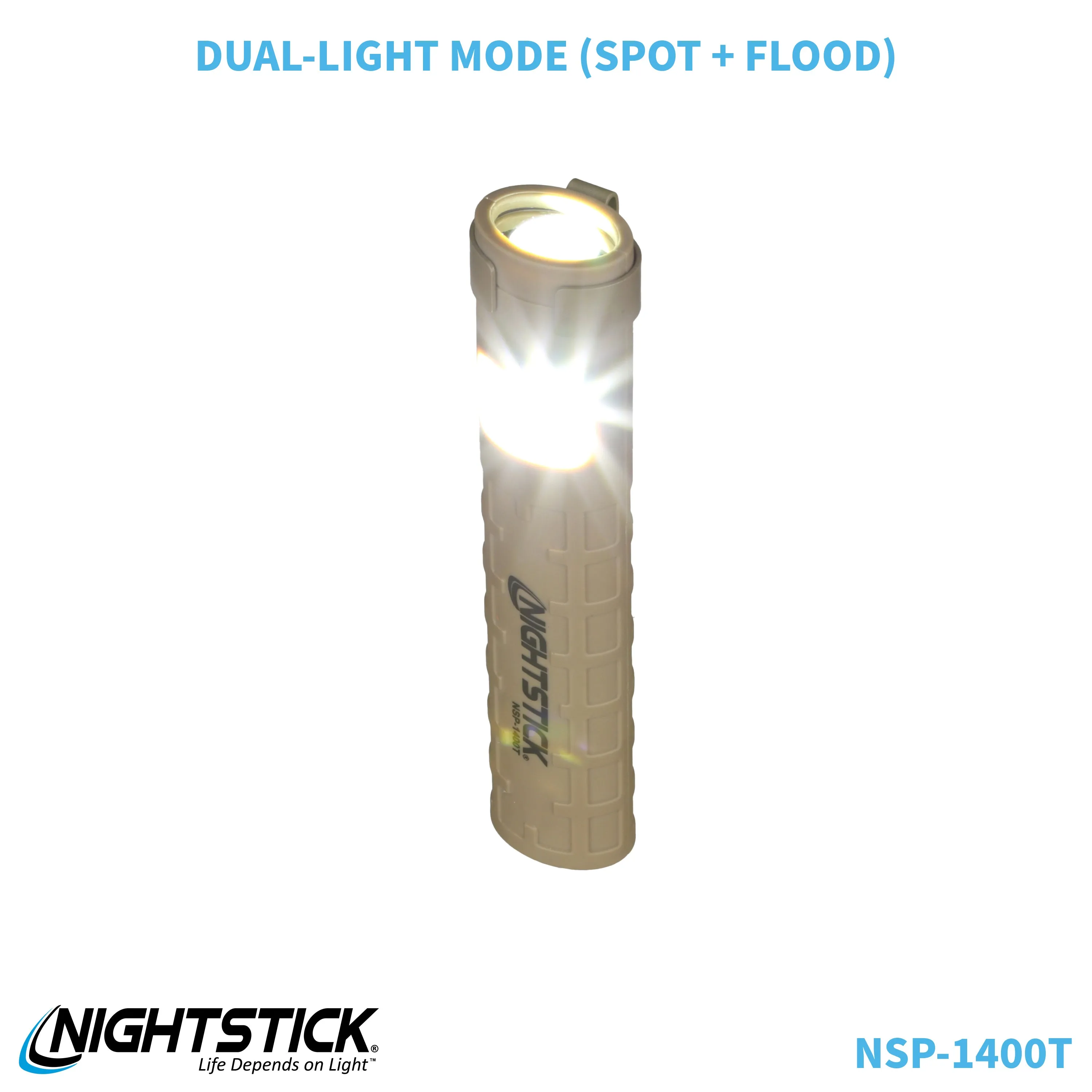 NSP-1400T: Dual-Switch Dual-Light Flashlight - 2 AAA