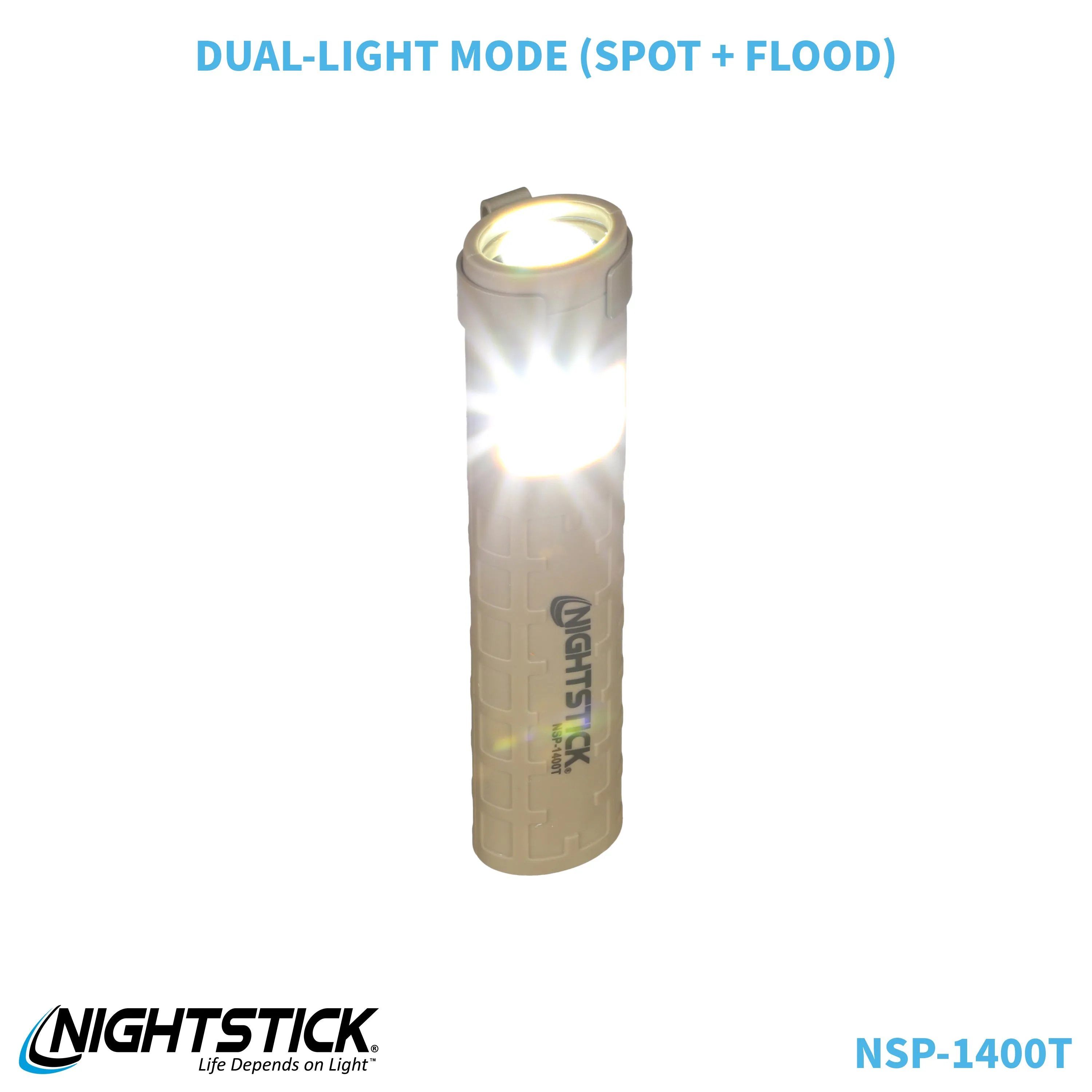 NSP-1400T: Dual-Switch Dual-Light Flashlight - 2 AAA