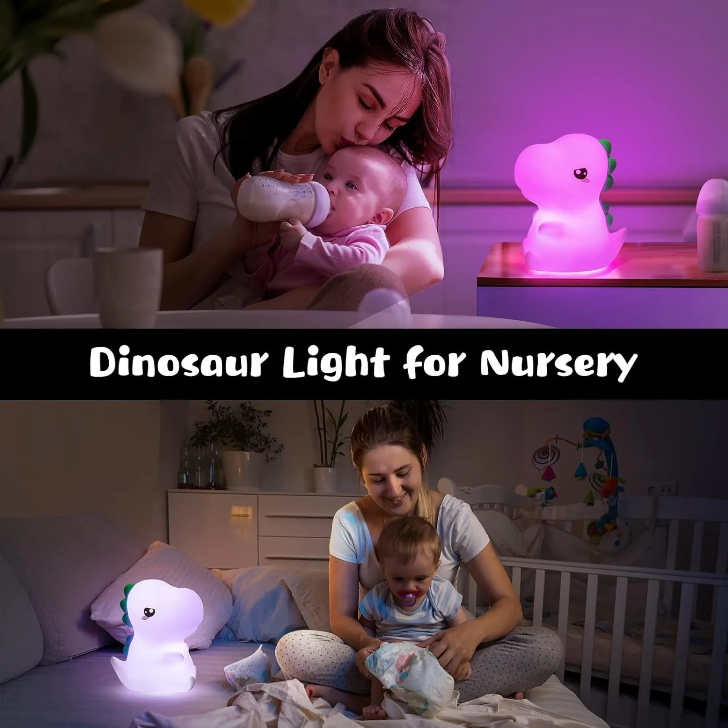 One Fire Dinosaur Night Light for Kids, 16 Color Changing Kids Night Light, Silicone Dinosaur Nightlight for Kids Room, Portable Battery Baby Night Light Dinosaur Lamp,Dinosaur Gifts Cute Night Light