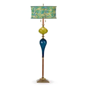 Oscar Floor Lamp F223Ag140 Colors Teal and Lime Green Base Oval Turquoise and Lime Abstract Shade by Kinzig Design