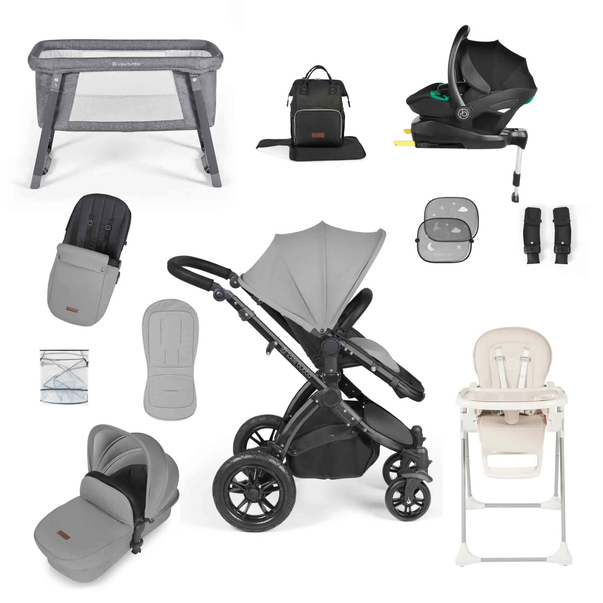 Stomp luxe stratus i-size travel system & home 15 piece bundle