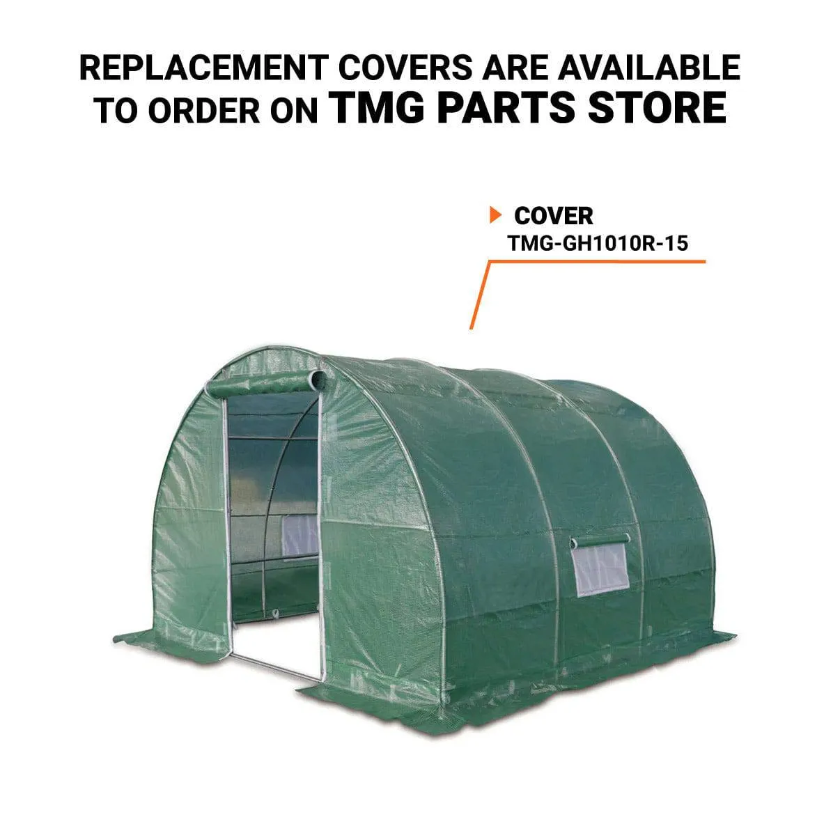 TMG Industrial 10’ x 10’ Tunnel Greenhouse Grow Tent w/Ripstop Leno Cover, Cold Frame, Roll-Up Mesh Windows, Round Top Roof, TMG-GH1010R