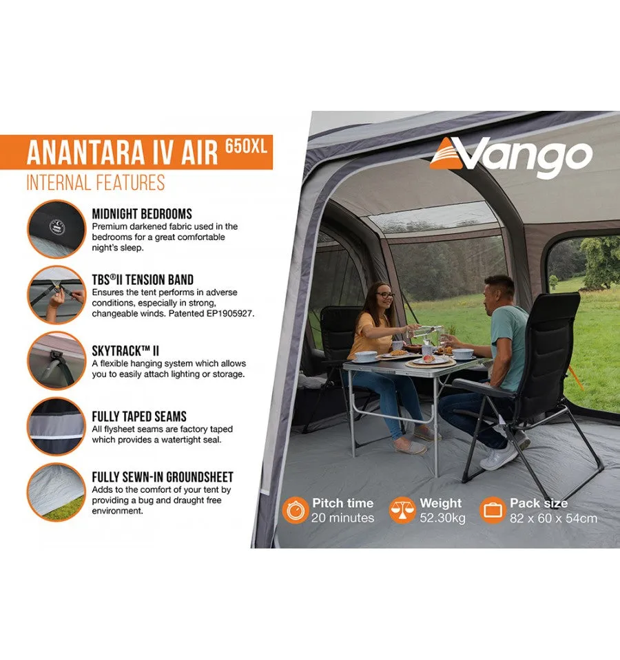 Vango Anantara IV Air 650XL Tent With FREE CARPET, FOOTPRINT AND STUDIO LARGE TA010